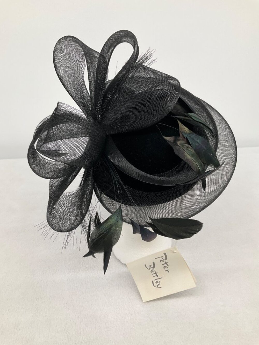 Peter Bettley London Black Fascinator Hat With Feathers & Bow Design NEW - Picture 3 of 7